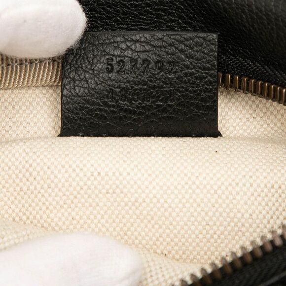 Gucci Logo Print Sherry Line Body Bag Waist Bag 527792 Black Leather Women's - Picture 6 of 6